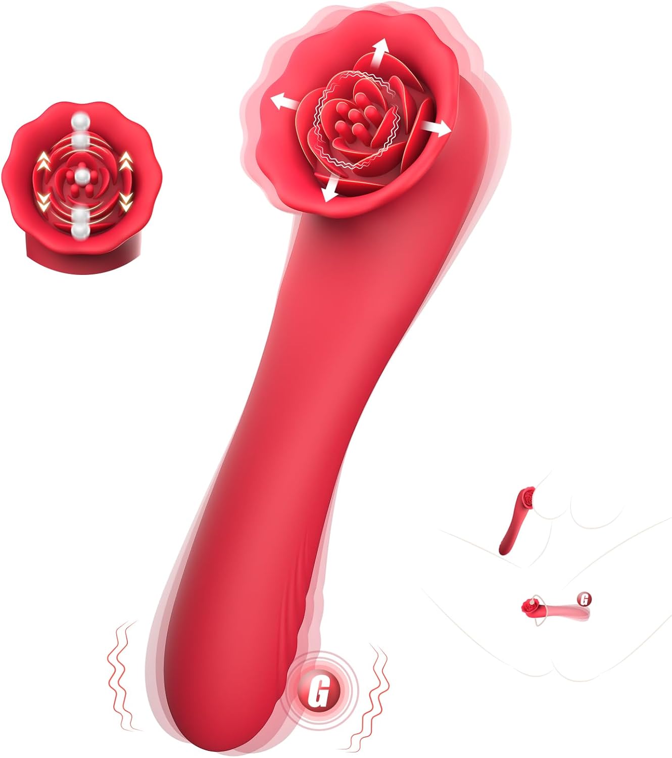 2 in 1 Tapping Rose Vibrator Dildo for Female