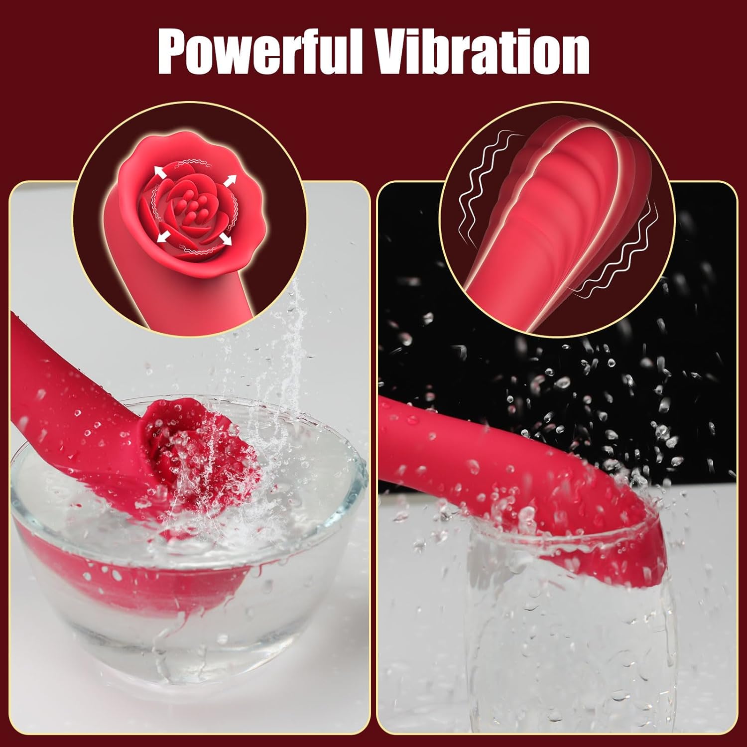 2 in 1 Tapping Rose Vibrator Dildo for Female