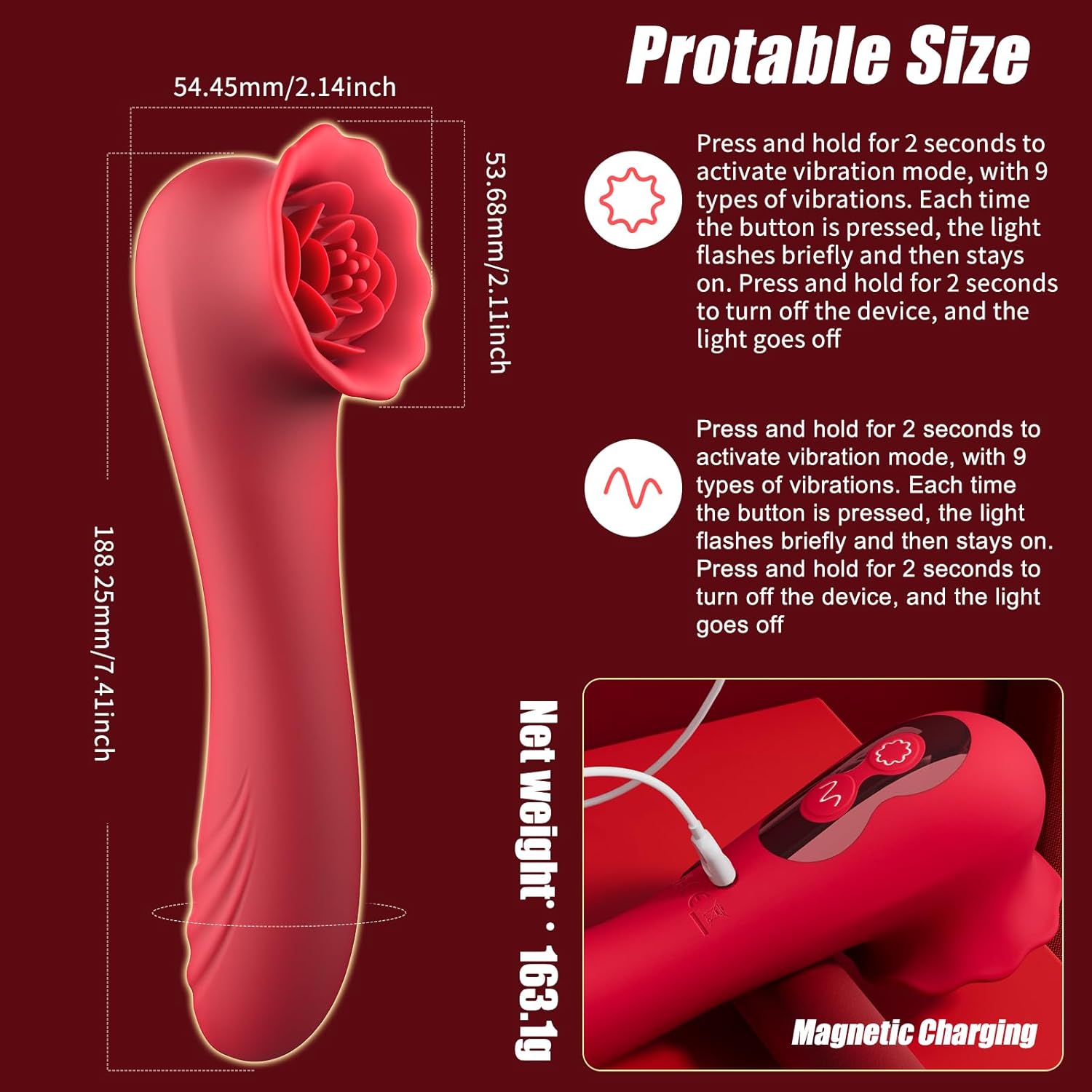 2 in 1 Tapping Rose Vibrator Dildo for Female