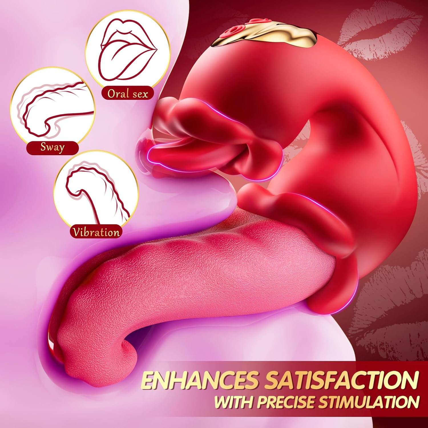 4 in 1 Tongue Thrusting Vibrators Rose Sex Toys