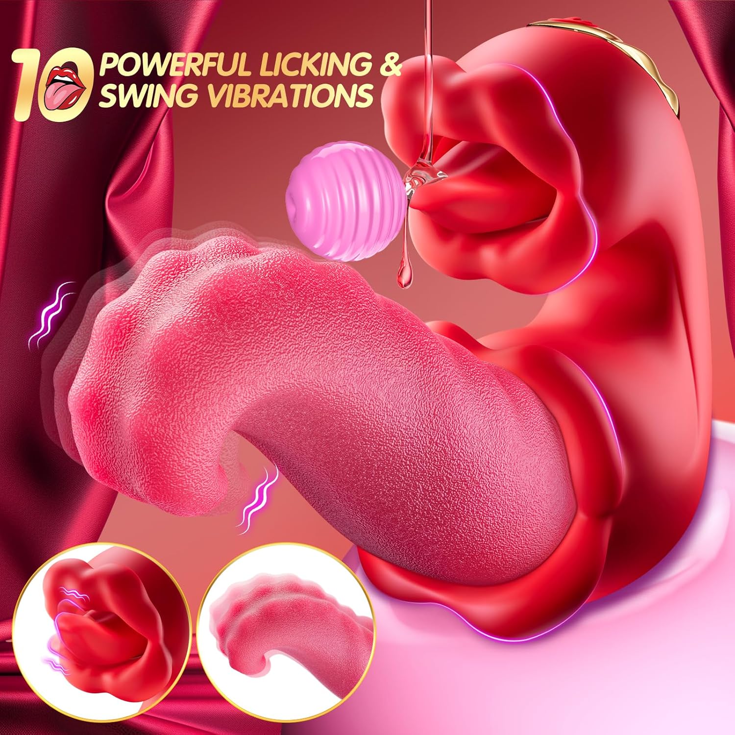 4 in 1 Tongue Thrusting Vibrators Rose Sex Toys
