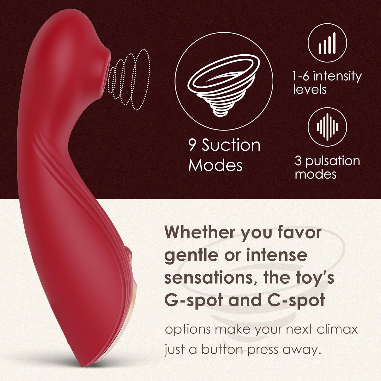 2 in 1 G Spot Clitoral Adult Toys 9 Sucking Modes